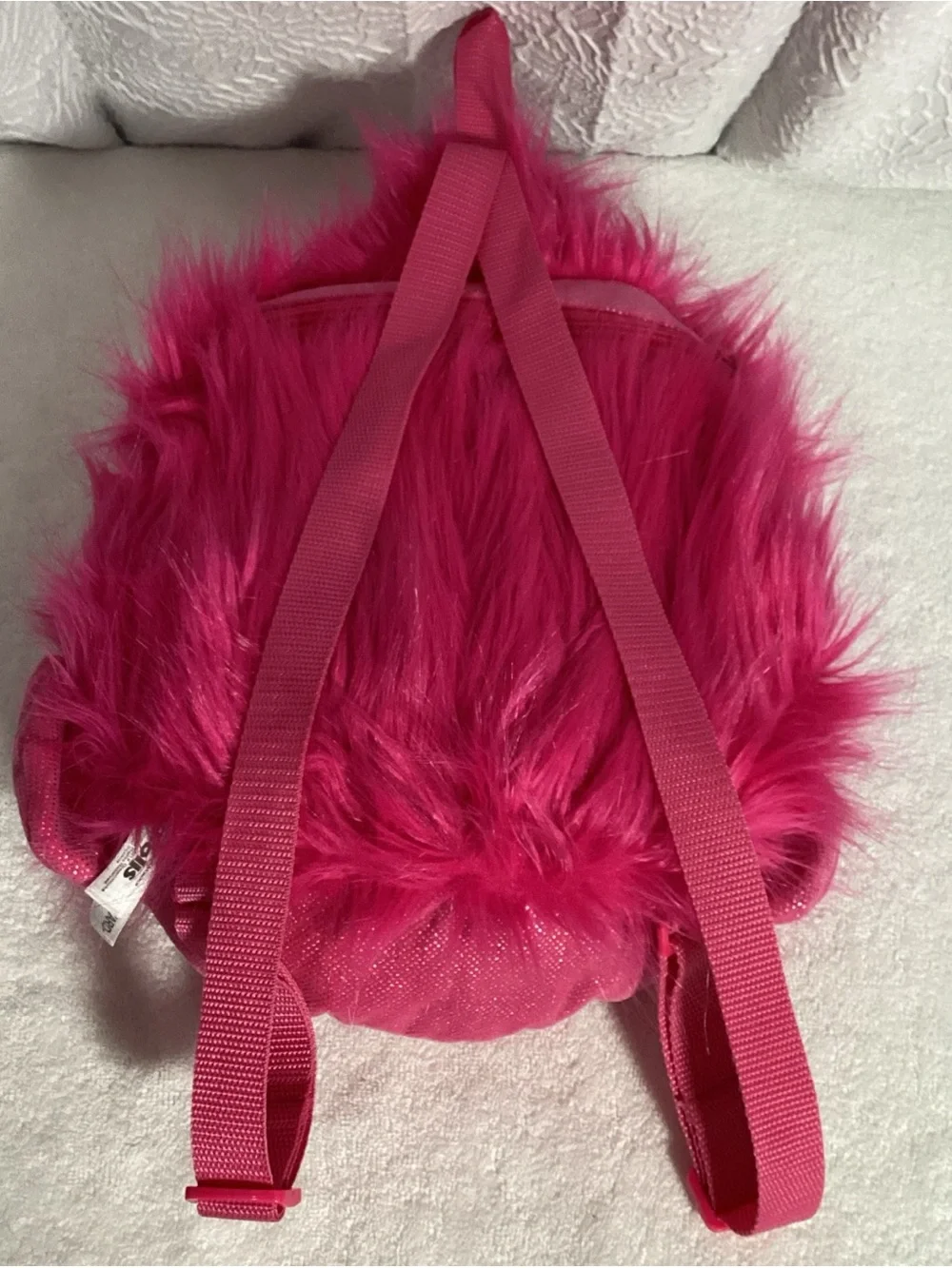 Dreamworks Trolls Poppy Pink Plush Zippered Backpack Bag EUC